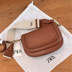 Zara Brown Crossbody Bag. New Condition. 2 Straps. Strap Monogrammed “Ss”. Zara Brown Bag, Zara Purse, Zara Bag, Crossbody Saddle Bag, Brown Crossbody Bag, Zara Bags, Brown Crossbody, Saddle Bag, Saddle Bags