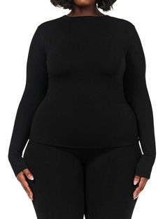 This simple body hugging top comes your way with a crewneck design and long fitted sleeves. Hugs your shape and accentuates your curves. Pair with our matching bottoms and more. NW Collection Legacy Collection Import 95% Viscose, 5% Spandex Model wears size 1X True to size This top is double-lined Fitted Sleeves, Crewneck Design, Hug You, Crew Neck, Spandex, Wardrobe, How To Wear, Black, Design