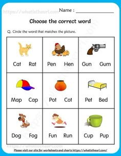 a worksheet with words and pictures on it