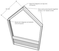 the diagram shows how to build a birdhouse with measurements for each side and top