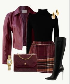 Wag Outfits, Virtual Outfits, Plaid Skort, Boot Outfits, Date Night Outfits, Outfits For Fall, Looks Street Style, Inspo Outfit