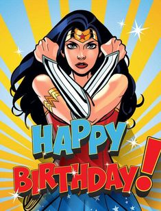 a woman in wonder costume with the words happy birthday