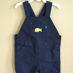 Adjustable Straps, Inseam Snaps, Button Closures, 5-Pocket, Embroidered Fish Appliques, Durable Ripstop Construction. New Without Tag #Al1 Cute Blue Overalls For Playwear, Playful Bib Front Overalls With Pockets, Playful Overalls With Bib Front And Pockets, Cotton Bib Front Overalls With Button Closure, Cute Bib Front Shortalls With Pockets, Cute Shortalls With Pockets For Playtime, Casual Shortalls With Pockets For Playtime, Cotton Shortalls With Pockets For Playtime, Playful Cotton Shortalls With Pockets