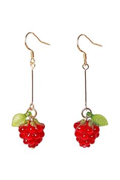 Cute Raspberry Earrings, berry earrings, fruit earrings, aesthetic accessories Raspberry Clothes, Raspberry Accessories, Raspberry Earrings, Berry Earrings, Accessories Y2k, 90's Aesthetic, Find Your Aesthetic, Aesthetic Accessories, Earrings Aesthetic