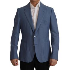 Reflect Your Sophisticated Style With An Elegant Touch With This Stunning Single Breasted Blazer By Dolce & Gabbana. Crafted From A Premium Blend Of Linen And Cotton, Featuring A Notch Style Lapel And Sophisticated Blue Hue Complemented By Logo Embroidery, This Jacket Ensures A Sharp Silhouette For Any Formal Or Smart-Casual Event. Crafted In Italy, This Piece Epitomizes Luxury And High Craftsmanship, Offering Exclusivity With Every Wear And Is Fully Lined In Pure Silk For An Extra Touch Of Opul Dolce And Gabbana Suits, Slim Fit Coat, Dolce And Gabbana Blue, Linen Men, Slim Fit Jackets, Single Breasted Coat, Sports Blazer, Single Breasted Jacket, Dolce And Gabbana Man