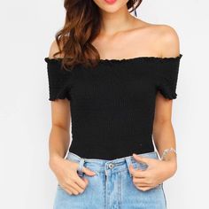 Smocked, Off The Shoulder Top From Ambiance, A F21 Carried Brand. New With Tags Attatched. This Cute, Smocked Basic Black Top Is An Easy Basic To Add To Your Collection. Featuring A Fun Off The Shoulder, This Cute Top Would Go Great With Any Pair Of High Waisted Jeans And Shoes For An Easy Everyday Look. Feel Free To Make An Offer! Casual Off-shoulder Smocked Top, Trendy Fitted Off-shoulder Smocked Top, Fitted Off-shoulder Smocked Casual Top, Fitted Off-shoulder Casual Smocked Top, Trendy Off-shoulder Smocked Stretch Top, Fitted Smocked Top With Elastic Neckline For Summer, Trendy Fitted Smocked Top With Smocked Back, Black Smocked Back Stretch Top, Trendy Off-shoulder Smocked Top