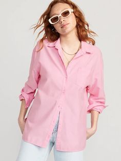 Oversized Boyfriend Shirt for Women | Old Navy Boyfriend Shirt Outfits, Classy Lady, Italy Outfits, Boyfriend Shirt, Old Navy Women, Perfect Shirt, Denim Fashion, Shirt Outfit, Womens Clothing Tops