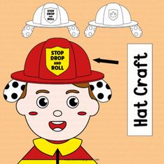 a drawing of a fireman with the words stop drop and roll on it