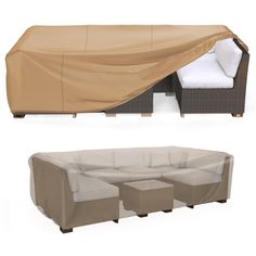 an outdoor furniture set with a cover over it