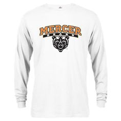 Mercer University Bears MU Classic Arched Text with Mascot Long Sleeve T-Shirt Cheer on your Mercer Bears with this Classic Arch with Mascot Spirit Mark T-shirt! No matter where you go, you can wear this simple yet stylish Mercer Bears shirt with pride! Officially Licensed Product High quality printed graphics featuring the Mercer Bear's mascot Toby High quality classic arch front print Solids 100% Cotton Heathers Poly/Cotton Blend Rib-knit collar Collegiate White T-shirt For Fall, White Collegiate T-shirt For Fall, Fall Fan Apparel T-shirt With Logo Print, White Tops For Fan Merchandise In Fall, White Tops For Fall Fan Merchandise, White Long Sleeve T-shirt With Team Name, Fan Gear Long Sleeve T-shirt With Graphic Print, Fan Gear Graphic Print Long Sleeve T-shirt, Long Sleeve Graphic Print T-shirt For Fan Gear