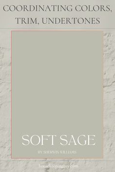 Soft Sage by Sherwin Williams - Coordinating Colors, Undertones, Trim Guide Soft Green Paint Color, Green Bathroom Paint, Soft Green Paint, Green Bedroom Paint, Calming Bedroom Colors, Sherwin Williams Green