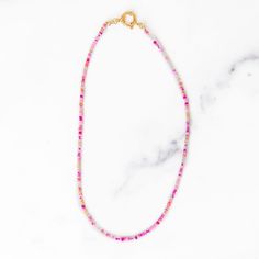 Pink Seed Bead Necklace Seed Bead Necklace Pink, Adjustable Chain Necklace With Colorful Round Beads, Elegant Multicolor Chain Necklace With Colorful Beads, Elegant Chain Necklace With Colorful Beads, Elegant Multicolor Beaded Chain Necklace, Multicolor Beaded Chain Necklace With Round Beads, Adjustable Multicolor Round Beads Chain Necklace, Multicolor Long Necklace With Tiny Beads, Trendy Faceted Beads Necklaces As Gift