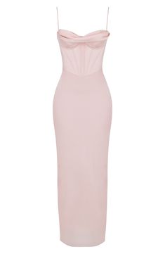 Be the highlight of every glam event in this stunning corset dress cut from silky satin in a curvaceous silhouette for an elegantly seductive look. Exclusive retailer 59 1/2" length Cowl neck Spaghetti straps Polyester/elastane Dry clean Imported Glamorous Pink Fitted Corset Dress, Pink Glamorous Fitted Corset Dress, Elegant Bodycon Corset Dress With Lined Bodice, Fitted Feminine Evening Dress With Sweetheart Neckline, Evening Strapless Dress With Fitted Bodice, Fitted Satin Finish Corset Dress For Cocktail, Fitted Feminine Satin Evening Dress, Feminine Fitted Satin Evening Dress, Satin Corset Dress With Fitted Bodice For Cocktail