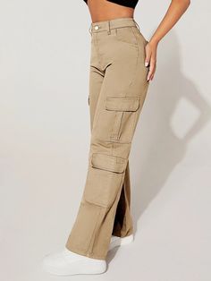 Introducing our Plain Straight Leg Flap Pocket Cargo Pants, the epitome of effortless style and practicality. Crafted with meticulous attention to detail, these pants are designed to blend seamlessly into any wardrobe, offering a timeless and versatile addition to your attire. The absence of embellishments allows for a refined and understated look, making them suitable for a wide range of occasions, from casual outings to semi-formal gatherings. Specifications: Pattern Type: Plain Type: Straight Fall Straight Leg Pants With Cargo Pockets, Non-stretch Straight Leg Cargo Pants With Pockets, Non-stretch Wide Leg Utility Cargo Jeans, Non-stretch Utility Cargo Pants For Fall, Non-stretch Cotton Wide Leg Cargo Pants, Fall Utility Non-stretch Cargo Pants, Non-stretch Full-length Cotton Cargo Pants, Khaki Full Length Utility Pants, Versatile Straight Cargo Pants With Patch Pockets