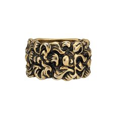 The Gucci Lionhead Mane Ring In Antique Gold Is Crafted In Italy From Gold-Tone Metal With An Antique, Aged Finish. This Thick, Slip On Ring Features A Textured Design Reminiscent Of A Lion's Mane, And A Gucci Logo. Gold Lionhead Mane Ring Gold-Tone Metal Antique, Aged Finish Slip On Style Lion's Mane, Textured Design Gucci Logo Engraving Size M (7) Product Number 522987 Made In Italy *** No Crystal*** Antique Style Jewelry, Lion's Mane, Lion Mane, Gucci Logo, Gucci Gucci, Designer Fashion Jewelry, Textured Design, Mens Accessories Jewelry, Gucci Men