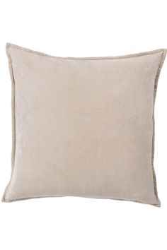 a beige pillow on a white background