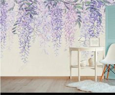 The wallpaper will come in several panels and not in rolls. How to place the order Measure your wall dimension: Height*width=Square meter Example: Your wall size: Width=3.2 M, Height=2.8 M The square meter you need is 3.2x2.8=8.96 square meter so please choose quantity 9 when you place the order.  If your wall size is in feet or inch and do not know how to convert and please send me message inbox and i can help you convert. Installation step for join panels style 1. Prepare the tools: the barrel Wall Murals Painted Bedrooms, Oil Painting Wallpaper, Flower Wall Painting, Lavender Nursery, Bedroom Purple, Purple Bouquet, Mural Wall, Beautiful Flowers Wallpapers