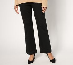 Designed in Kim's easy-to-wear TripleLuxe Denim, these dressy trouser jeans put a polished finish on the iconic casual classic to give your office attire a chic refresh. From Belle by Kim Gravel. Dressy Jeans, Kim Gravel, Office Attire, Trouser Style, Jeans Black, Trouser Jeans, Black Jeans, Full Length, Straight Leg