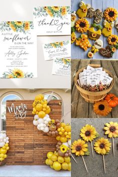 sunflower themed wedding stationery and decorations