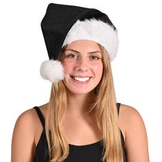 Add a touch of festive fun to your holiday outfit with this Black Santa Hat. Perfect for Christmas and winter-themed events, this plush hat is a must-have accessory for spreading holiday cheer. Alcott Hill® Color: Black | Alcott Hill® Christmas Santa Hat in Black | Wayfair Black Santa Hat, Plush Hat, Novelty Hats, Black Santa, Christmas Black, Christmas Party Supplies, Outdoor Holiday Decor, Christmas Plush, Holiday Outfit