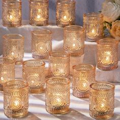 PRICES MAY VARY. ❤️❤️[ Votive Candle Holders Set ]❤️❤️: You will get 36 pack gold votive candle holders in your package, measuring 2.1ʺ diameter and 2.56ʺ height approximately, can be used with regular votive candles, tea light candle, and flameless LED tea waxes less than 1.5" in diameter.(Candles Excluded). These glass votive candle holders are the perfect complement to any dining table, which can be used with regular votive candles, tea light candles, flameless LED tea waxes, and edible butte Gold Table Lanterns, Gold Candle Holder Centerpieces Rustic, Tea Lights In Vase, Gold Votives, Gold Votive Candle Holders, Gold Votive Candles, Blue Candle Holders, Glass Tealight Candle Holders, Glass Votive Candle Holders