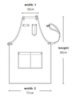 an apron is shown with measurements