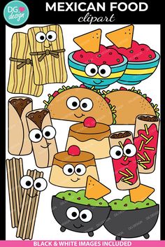 mexican food cliparts for kids and adults to use on crafts, cards or t - shirts