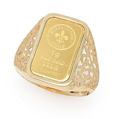 Stefano Oro 24K Gold 1 Gram Ingot w/ Satinata Filigree Shank Ring - Display luxurious golden gleam in a stunning design with this Stefano Oro 24K gold Everyday Wear Jewelry, Ring Display, Ring Displays, How To Show Love, Gold Collection, Pure Gold, Gorgeous Design, 10k Gold, Gold Frame