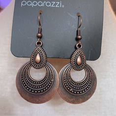 Beautiful Paparazzi Copper Teardrop Earrings. Lightweight And Stunning To Wear All Year Round. -New With Tags/Never Worn -Smoke Free Home -Bundle And Save!! -Fast And Easy Shipping Thank You For Shopping! Bronze Metal Chandelier Earrings, Elegant Brown Pierced Teardrop Earrings, Elegant Brown Teardrop Pierced Earrings, Vintage Teardrop Earrings With Ear Wire, Pierced Copper Hoop Earrings, Elegant Copper Teardrop Hoop Earrings, Elegant Copper Teardrop Earrings, Elegant Teardrop Copper Hoop Earrings, Dream Catcher Earrings