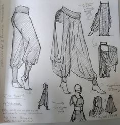 some sketches of different types of clothing