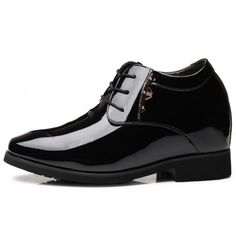 4 inch Taller Tuxedo Shoes for Men Increase Height 10cm Plain Toe Elevator Wedding Dress Shoes Elevator Shoes For Men, Elegant Lace-up Boots With Rubber Heel Cap, Luxury Wedding Shoes With 4-inch Heel, Fitted Leather Wedding Shoes With Round Toe, Fitted Leather Shoes With Round Toe For Wedding, Fitted Round Toe Leather Shoes For Wedding, Fitted Round Toe Leather Wedding Shoes, Sleek Patent Leather Dress Shoes With Round Toe, Elegant Lace-up Shoes With Rubber Heel Cap