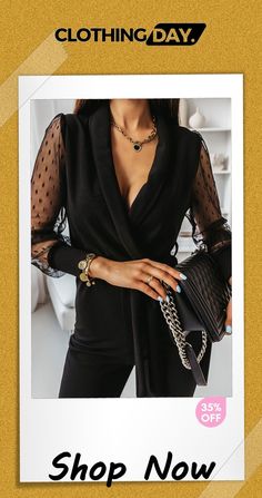 Mesh Contrast V Neck Wrap Long Sleeve Jumpsuit Chic V-neck Jumpsuits And Rompers For Winter, Evening V-neck Bodysuit For Fall, Chic Winter V-neck Jumpsuits And Rompers, Chic Winter V-neck Jumpsuit, Chic V-neck Bodysuit For Winter, Elegant Long Sleeve Winter Jumpsuits And Rompers, Elegant Winter Jumpsuits And Rompers With Long Sleeves, Long Sleeve Jumpsuit, Jumpsuit With Sleeves