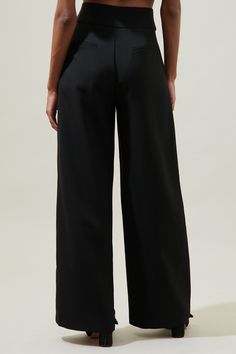 Sleek and chic. A solid closet staple. The Rica Suave Labelle pants are a great addition to any wardrobe. Sits high on the hips with a sash self tie belt. Pleats are placed throughout the hips for added structure. They maintain a wide fit throughout the leg. - High rise - Wide leg - Pockets - Belted Black Wide Leg Trousers, Black Camel, Belt Tying, Closet Staples, Vintage Havana, Pocket Belt, Love Is Free, Dress Romper, Tie Belt