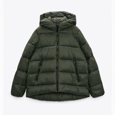 Zara Hooded Puffer Jacket Color-Green Size-Xl. Smoke Free Home. Fast Shipping. Nwt Womens Spring Coat, Oversized Parka, Sundress Casual, Long Black Coat, Hooded Puffer Jacket, Linen Sweater, Frayed Denim, Casual Sportswear, Womens Parka