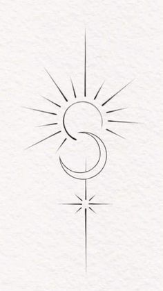 the letter s is drawn in black and white with a sun on top of it