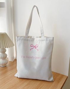 I'm Literally Just a Girl Cotton Tote Bag, Shoulder Bag, Cute Coquette Design Bag, Pink Girly Design - Etsy Coquette Things, Coquette Design, Christmas Bucket, Cute Coquette, Girly Design, Design Bag, Girls Tote, Shein Outfits