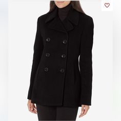 Brand New Calvin Klein Women’s Black Wool Peacoat Coat. Excellent Condition. Never Worn Coat She’ll: 60% Wool 25%: Polyester 10%: Viscose 5%: Other Lining: 100% Polyester Size 8 Winter Outfits Tumblr, Black Peacoat, Black White Blazer, Peacoats, Active Outfits, Wool Peacoat, Anorak Jacket, Calvin Klein Women, Calvin Klein Woman