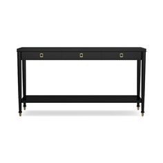 a black console table with two drawers