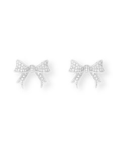 The perfect finishing touch to any look.. . Sweet, chic, and classic - these dainty bow earrings will add a hint of Provocateur sparkle to your everyday. Bow-shaped stud earrings Sparkling crystal detail Real silver plating Comes presented in a luxurious velvet gift bag Try styling with the Ari necklace for an extra hint of dazzle Silver Fancy Earrings, White Bow Earrings, Silver Luxury Jewelry, Chic Silver Earrings With Decorative Bow, Anniversary White Gold Bow Earrings, Silver Earrings With Decorative Bow For Evening, Silver Evening Earrings With Decorative Bow, White Gold Bow Earrings For Formal Occasions, Silver Bow Earrings For Anniversary