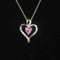 Pretty Pink And Diamond Heart Necklace Diamond Heart Necklace, Heart Necklace Diamond, Valentine Special, Valentines Necklace, Diamond Heart, Pretty Pink, Heart Necklace, Pretty In Pink, Womens Jewelry Necklace