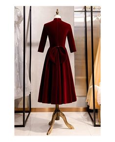 Shop modest burgundy tea length formal dress velvet with sleeves online. All instock with free shipping. Pro since 2009. Retro Party Dress, Tea Length Formal Dresses, Burgundy Party Dress, Burgundy Party, Party Dresses With Sleeves, Cute Christmas Outfits, Velvet Party Dress, Christmas Dress Women, Christmas Outfits Women