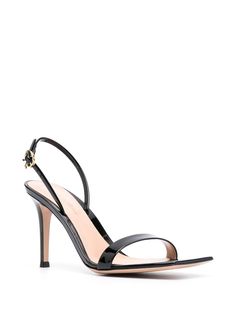 Gianvito Rossi Ribbon Stiletto 85mm Leather Sandals - Farfetch Sandals Black, Gianvito Rossi, Jet Black, Black Sandals, Leather Sandals, High Heel, Calf Leather, Open Toe, Fashion Branding