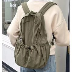 Kpop Drawsting Backpacks for Women Casual Soft Nylon Lady Backpack Light Students Bag Large Capacity Travel Sac Daypack bagpack [20240104] Casual Large Capacity Backpack For Summer, Casual Large Capacity Summer Backpack, Casual Khaki Nylon Backpack, Khaki Nylon Backpack With Adjustable Strap, Casual Khaki Backpack With Large Capacity, Casual Khaki Backpack For School, Casual Large Capacity Khaki Backpack, Casual Khaki School Backpack, Trendy Nylon Backpack With Pockets