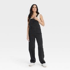 Women's 90's Baggy Jumpsuit - Universal Thread™ Black 00 : Target Trendy Dark Wash Relaxed Fit Jumpsuits And Rompers, Casual Washed Black Overalls For Spring, High Rise Relaxed Fit Dark Wash Overalls, High Rise Dark Wash Relaxed Fit Overalls, Trendy Shortalls For Fall, Denim Overalls With Pockets In Washed Black, Washed Black Denim Overalls With Pockets, High Rise Cotton Overalls With Pockets, Utility Cotton Overalls For Streetwear