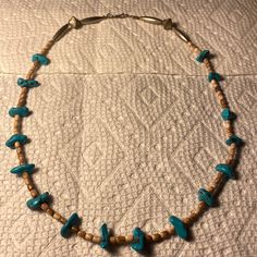 Vintage Turquoise Navajo Necklace Very Good Condition Collectible Vintage Blue Turquoise Necklace, Southwestern Blue Multi-strand Turquoise Necklace, Navajo Turqoise Necklace, Adjustable Southwestern Hand-strung Turquoise Necklace, Navajo Necklace, Southwestern Style Nickel-free Blue Turquoise Necklace, Vintage Turquoise, Blue Cream, Womens Jewelry Necklace