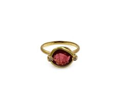 Pink Tourmaline Ring-jewelry-Cherie Dori-Sorrel Sky Gallery Gold Tourmaline Ring With Rose Cut Diamonds, Yellow Gold Tourmaline Rings With Rose Cut Diamonds, Tourmaline Yellow Gold Jewelry With Center Stone, 14k Yellow Gold Ruby Ring With Gemstone Accents, Tourmaline Birthstone Ring In Yellow Gold, Ruby Ring With Tourmaline And Gemstone Accents, Yellow Gold Tourmaline Birthstone Ring, Gold Tourmaline Jewelry With Center Stone, Gold Tourmaline Rings With Gemstone Accents