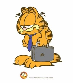 garfield the cat is holding a briefcase