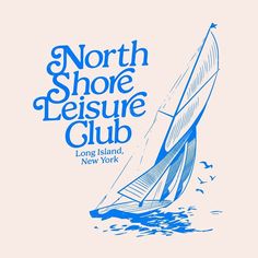 the north shore leisure club logo with a sailboat in the water and seagulls flying around