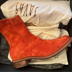 These Beautiful, Saffron Colored Booties Are An Italian Size 41 (11 Us) But Fits More Like Us 10. Slim Fit. Gorgeous!!! Shoes Brand, Suede Ankle Boots, Leather Booties, Shoe Brands, Suede Leather, Bootie Boots, Ankle Boots, Slim Fit, Women Shoes