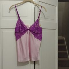 Nwt, Made By Scarlett Blue. Size Small Pink Sleeveless Camisole For Night, Fitted Purple Coquette Sleepwear, Purple Cami Sleepwear For Summer, Purple Camisole Tank Top For Night Out, Fitted Purple Sleepwear With Built-in Bra, Purple Sleeveless Sleep Camisole, Purple Camisole For Daywear, Purple Sleeveless Camisole For Sleep, Purple Camisole With Built-in Bra And Spaghetti Straps